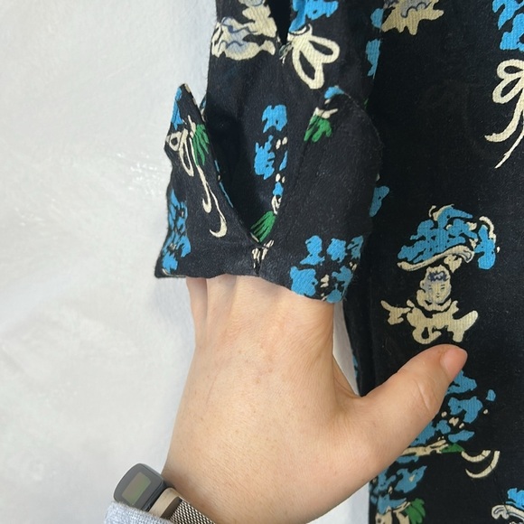 Anna Sui Berard Faces Print Dress Floral Buttons shirt dress size 2 made in usa - Picture 9 of 13